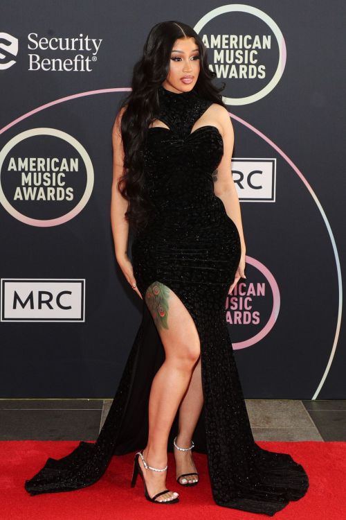 Cardi B seen in Black Dress attends 2021 American Music Awards in Los Angeles 11/19/2021 4