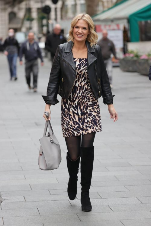 Charlotte Hawkins seen in Animal Print Short Dress at Classic FM Radio in London 11/19/2021 1