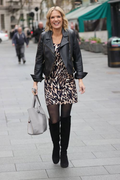 Charlotte Hawkins seen in Animal Print Short Dress at Classic FM Radio in London 11/19/2021 3