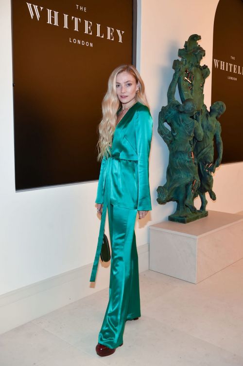 Clara Paget in Green Satin Dress at The Whiteley Launch in London 11/03/2021