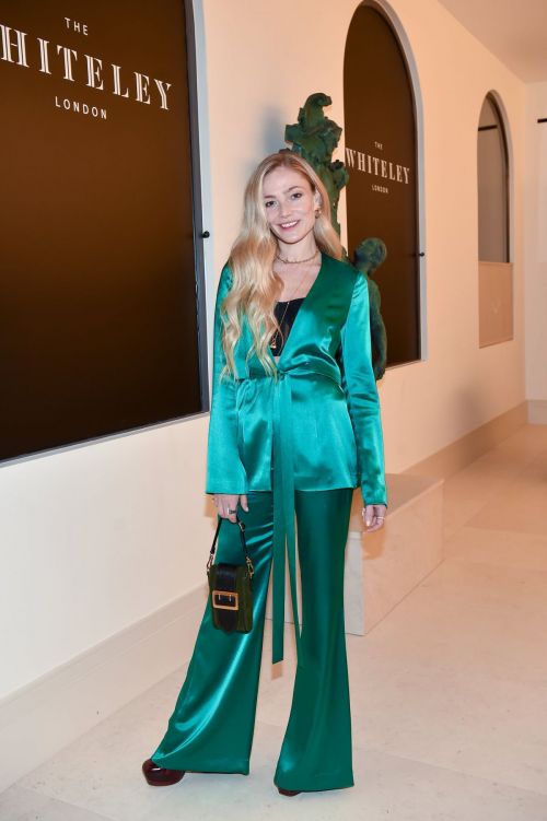 Clara Paget in Green Satin Dress at The Whiteley Launch in London 11/03/2021 3