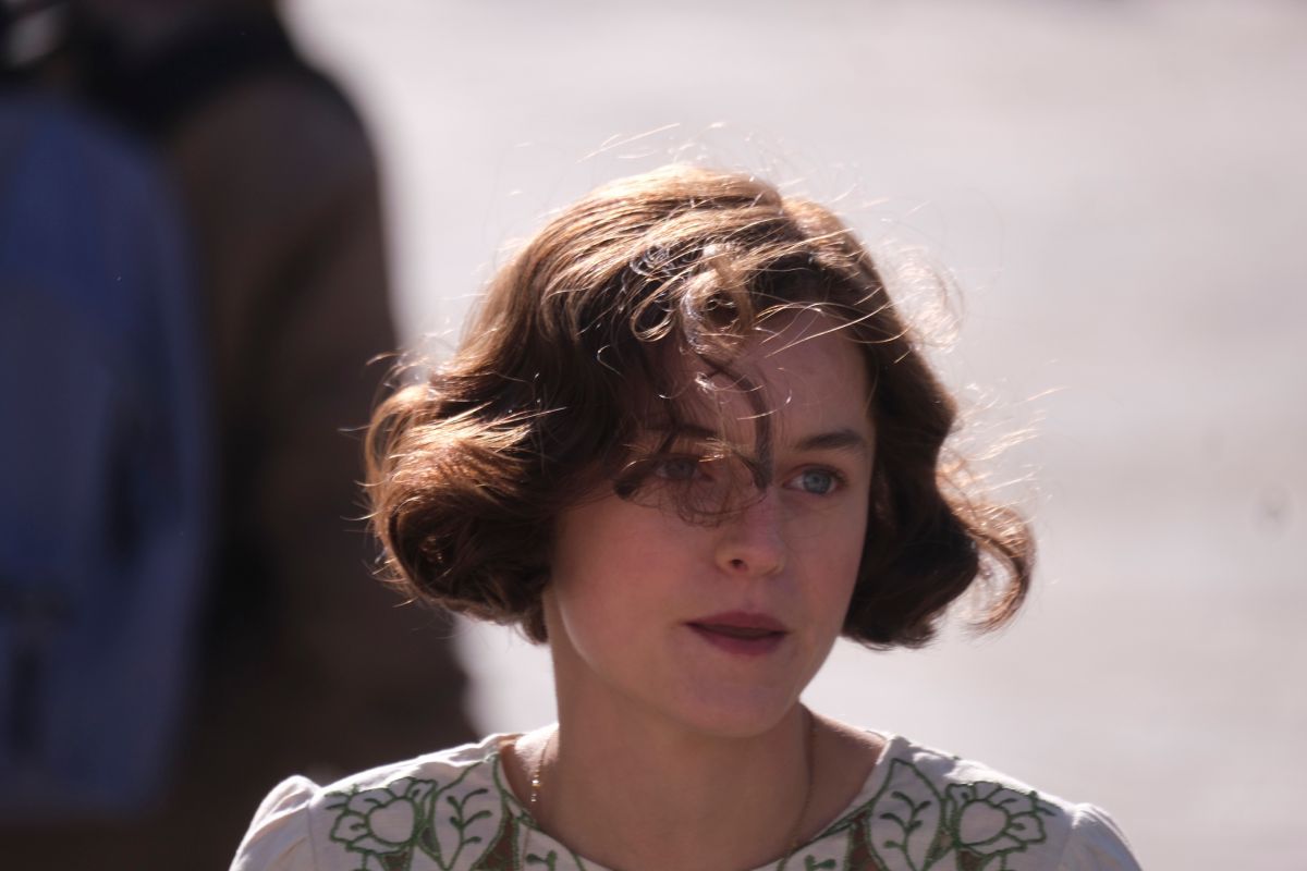 Emma Corrin on the Set of Lady Chatterley