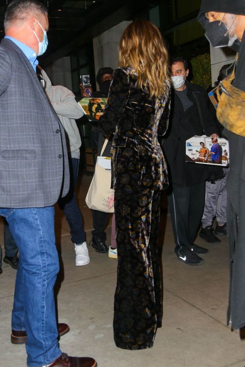 Halle Berry seen in Velvet Floral Print Suit Leaves Her Hotel in New York 11/19/2021 1