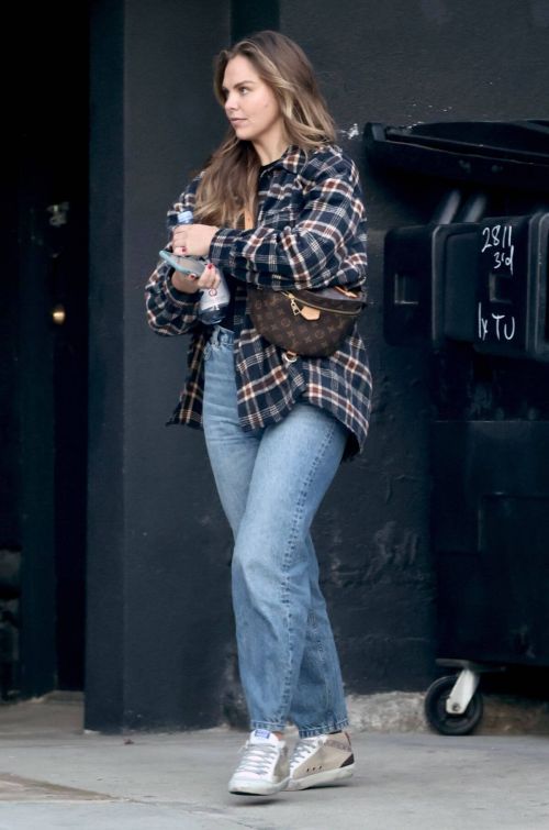 Hannah Brown seen in Check Shirt with Denim at a Starbucks in Los Angeles 11/18/2021 2