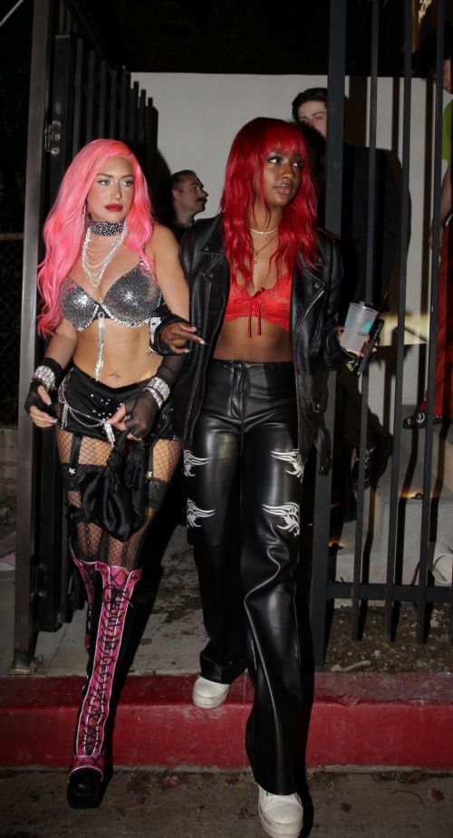 Justine Skye and Anastasia Karanikolaou Leaves a Halloween Party in West Hollywood 10/30/2021