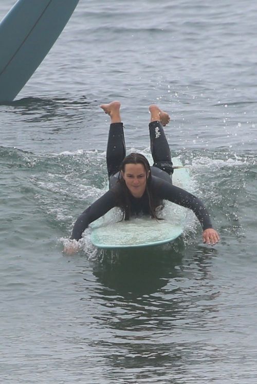 Leighton Meester in Wetsuit Surfing in Malibu 11/05/2021 1