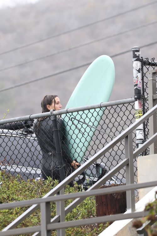 Leighton Meester in Wetsuit Surfing in Malibu 11/05/2021 3