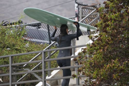 Leighton Meester in Wetsuit Surfing in Malibu 11/05/2021 4