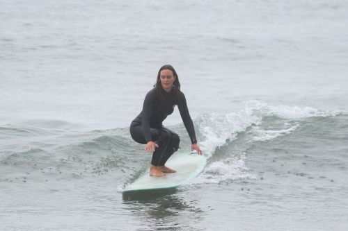 Leighton Meester in Wetsuit Surfing in Malibu 11/05/2021 5