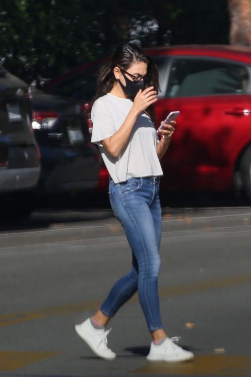 Mila Kunis in White Top and Ankle Denim Out and About in Beverly Hills 11/04/2021 8