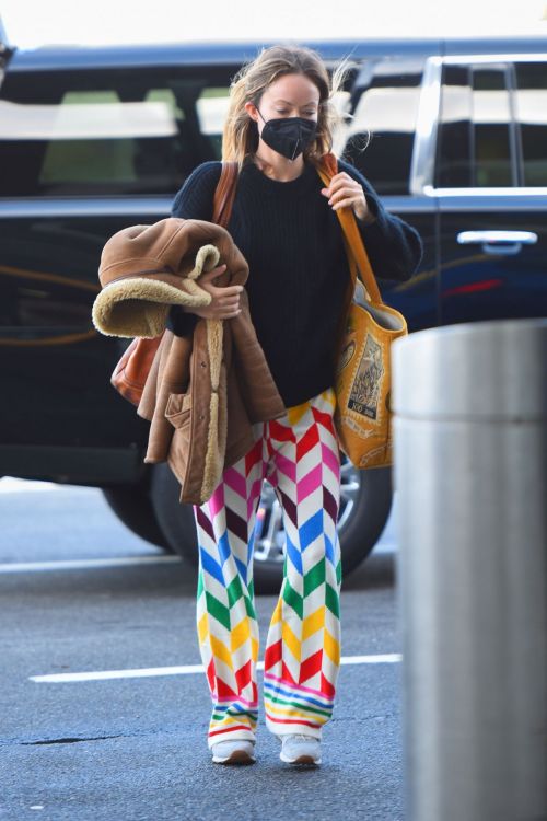 Olivia Wilde arrives at JFK Airport in New York 10/31/2021