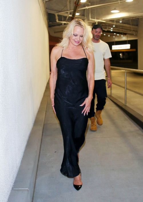 Pamela Anderson in Black Dress Out in Beverly Hills 11/05/2021