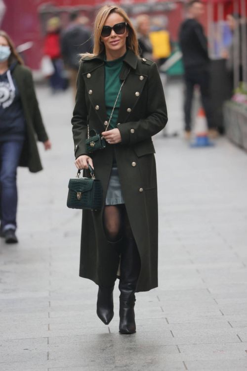 Amanda Holden seen in Black Long Coat at iHeartRadio in London