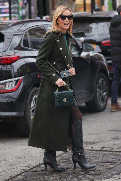 Amanda Holden seen in Black Long Coat at iHeartRadio in London