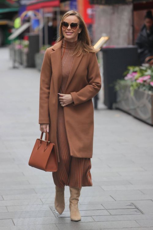 Amanda Holden seen in Long Brown Coat After Leaves Heart Radio in London 12/07/2021
