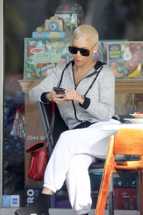 Amber Rose seen in Grey Jacket with White Bottom Out for Breakfast in Beverly Hills