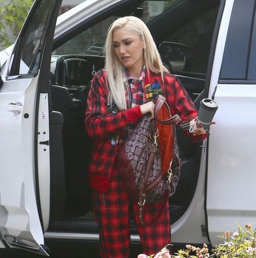 American Singer Gwen Stefani seen in Checked Dress Out in Los Angeles 1
