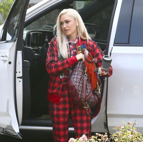 American Singer Gwen Stefani seen in Checked Dress Out in Los Angeles 3