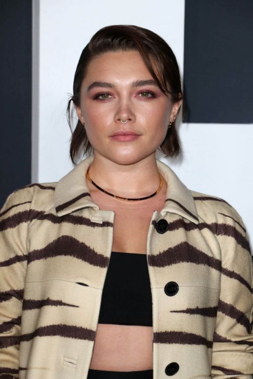 Florence Pugh seen in Animal Print Long Coat attends Don