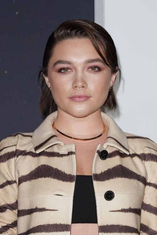 Florence Pugh seen in Animal Print Long Coat attends Don