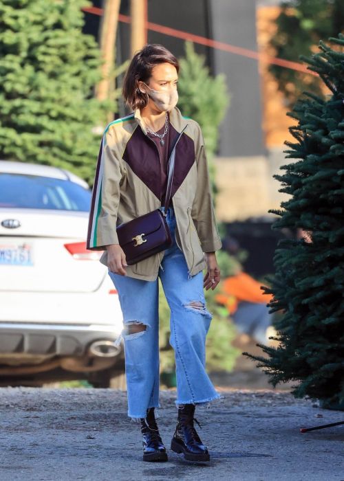 Jessica Alba Seen in Stylish Brown Jacket and Denim Day Out in West Hollywood 1