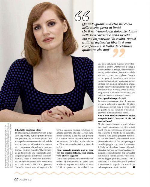 Jessica Chastain Cover Photoshoot in Voila Magazine, December 2021