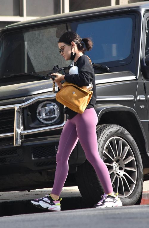 Lucy Hale seen in Purple Tights at Pilates Class in West Hollywood 11/19/2021