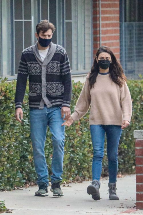Mila Kunis and Ashton Kutcher Walks Out in West Hollywood 11/19/2021