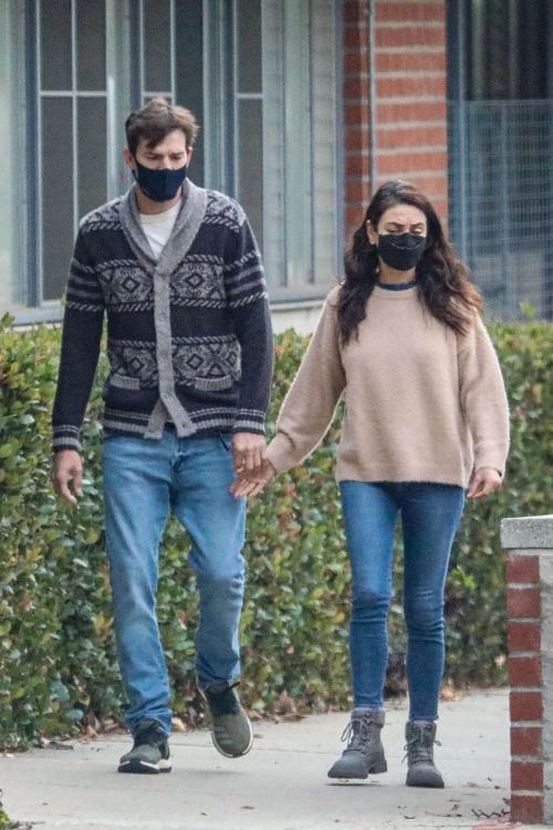 Mila Kunis and Ashton Kutcher Walks Out in West Hollywood 11/19/2021 2