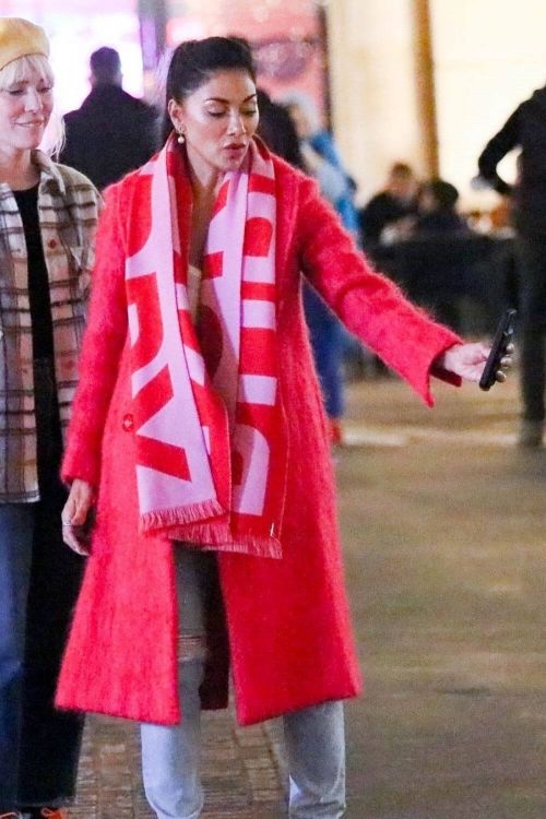 Nicole Scherzinger wears Red Long Coat Out at The Grove in Los Angeles 2