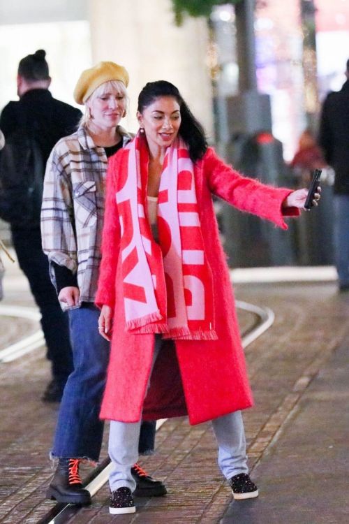 Nicole Scherzinger wears Red Long Coat Out at The Grove in Los Angeles 4
