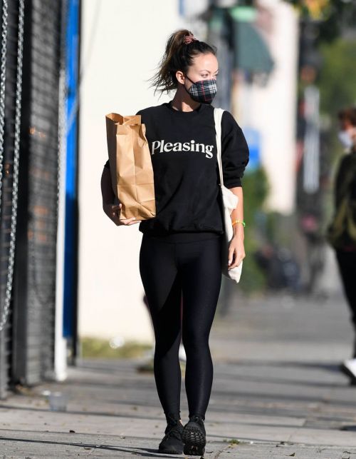 Olivia Wilde in a Black Sweatshirt with Tights Day Out in Los Angeles 3