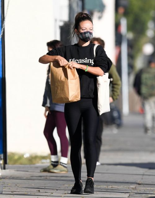 Olivia Wilde in a Black Sweatshirt with Tights Day Out in Los Angeles 6