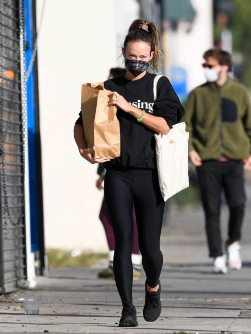 Olivia Wilde in a Black Sweatshirt with Tights Day Out in Los Angeles 3