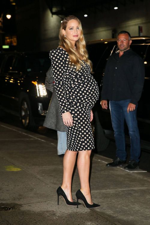 Pregnant Jennifer Lawrence at Late Show with Stephen Colbert in New York