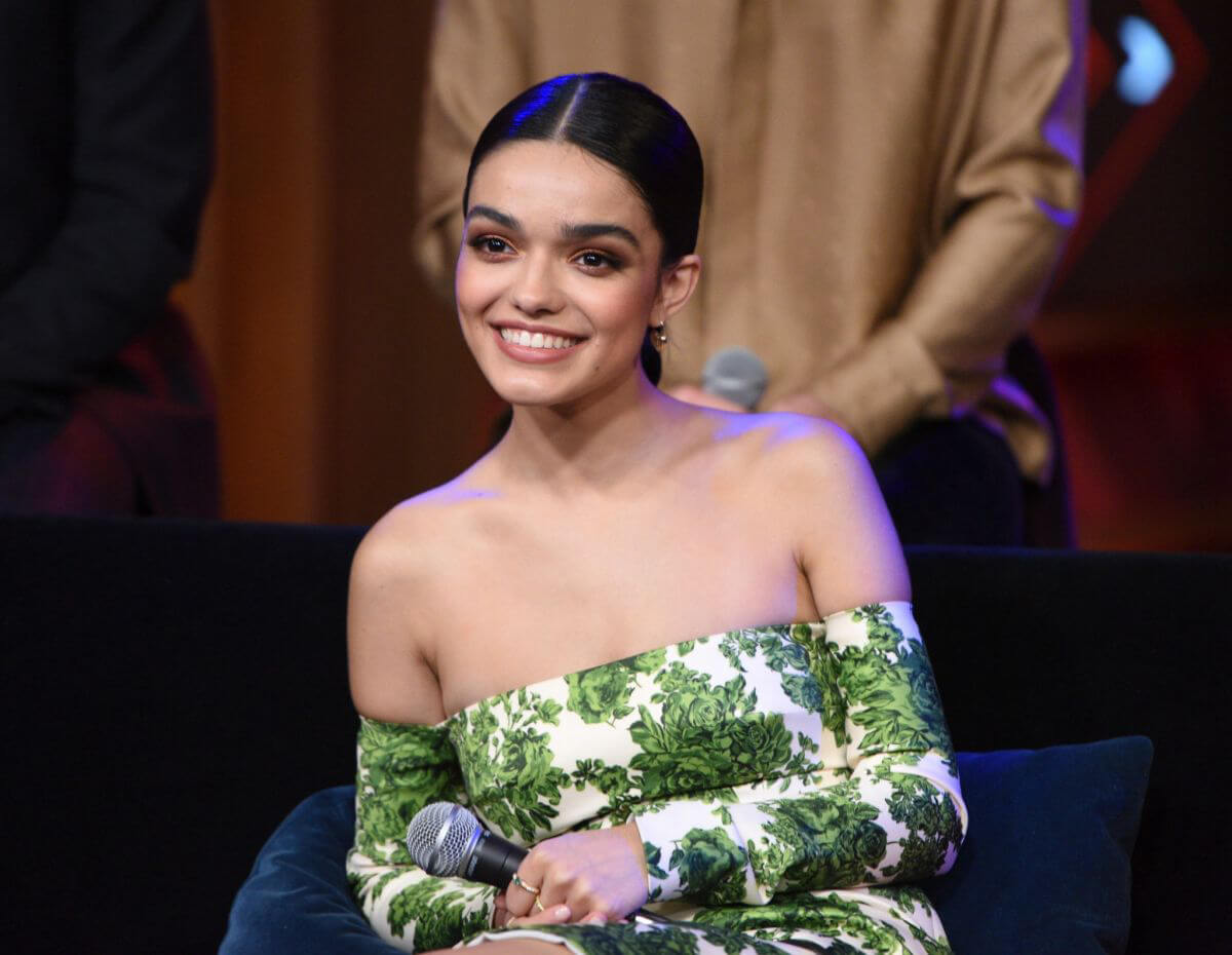 Rachel Zegler talks at Siriusxm's Town Hall with the Cast of West Side Story in Los Angeles