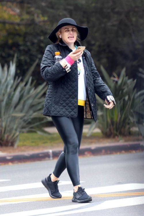 Rebel Wilson in Black Jacket with Tights Day Out in Los Angeles 1