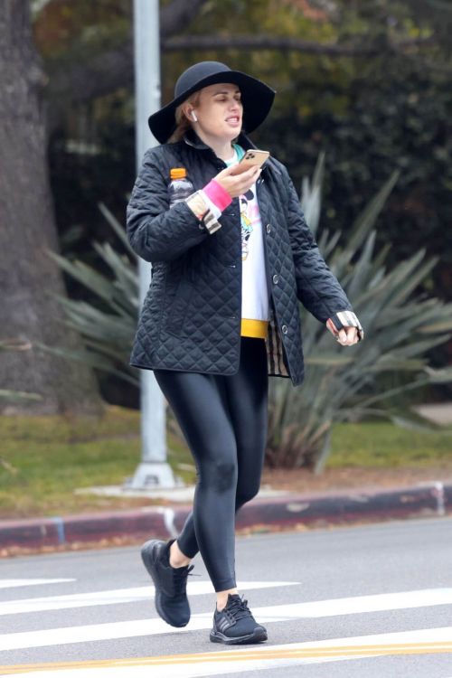 Rebel Wilson in Black Jacket with Tights Day Out in Los Angeles 4