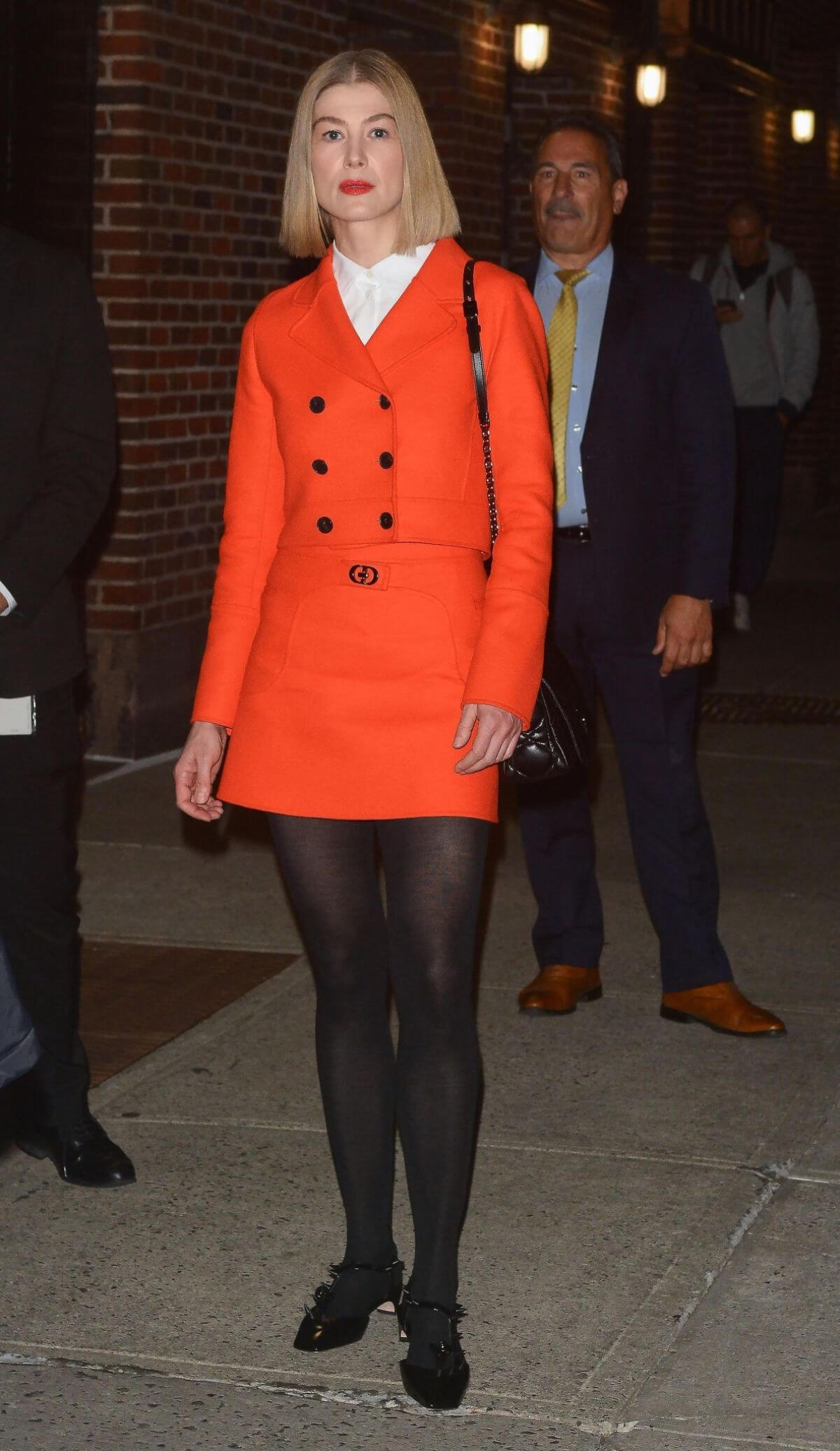 Rosamund Pike in Tights Night Out and About in New York 11/18/2021