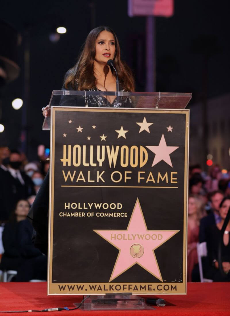 Salma Hayek attends Hollywood Walk of Fame Star Ceremonies in Los Angeles 11/19/2021