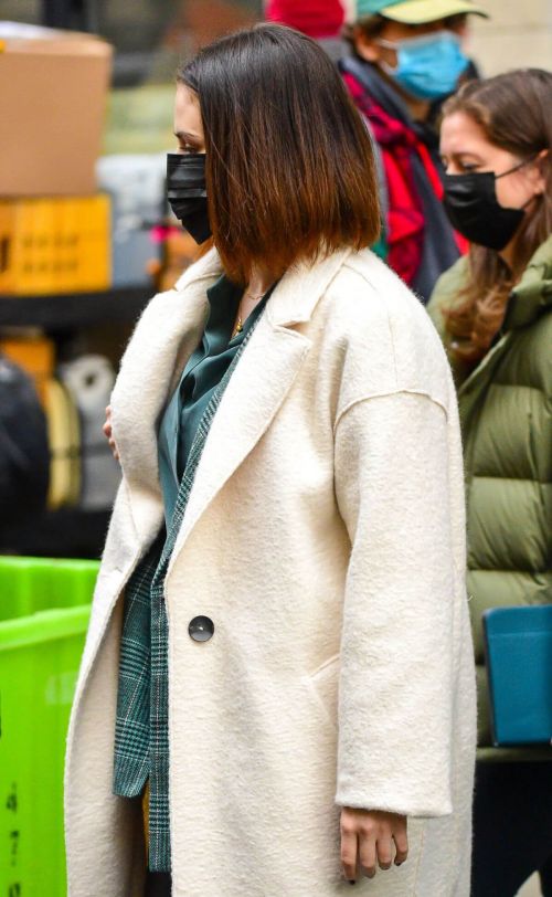 Selena Gomez in Long Coat on the Set of Only Murders in the Building in New York