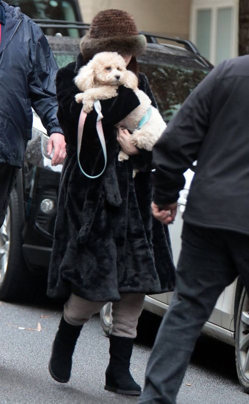 Selena Gomez with Her Dog on the Set of Only Murders in the Building in New York