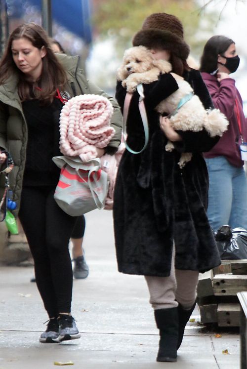 Selena Gomez with Her Dog on the Set of Only Murders in the Building in New York 2