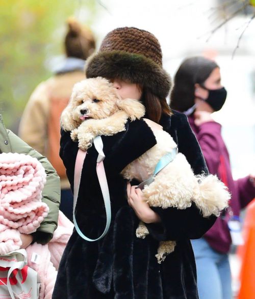 Selena Gomez with Her Dog on the Set of Only Murders in the Building in New York 8