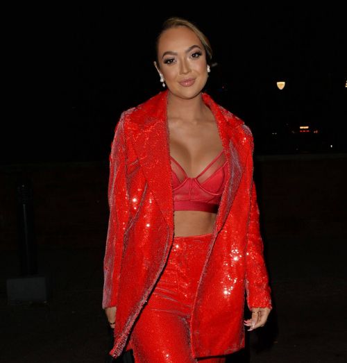 Sharon Gaffka seen in Red Outfit Night Out in London 11/19/2021 3
