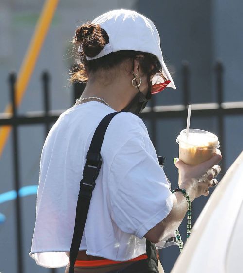 Vanessa Hudgens in Brown Tights Leaves Out a Gym in Los Angeles 6
