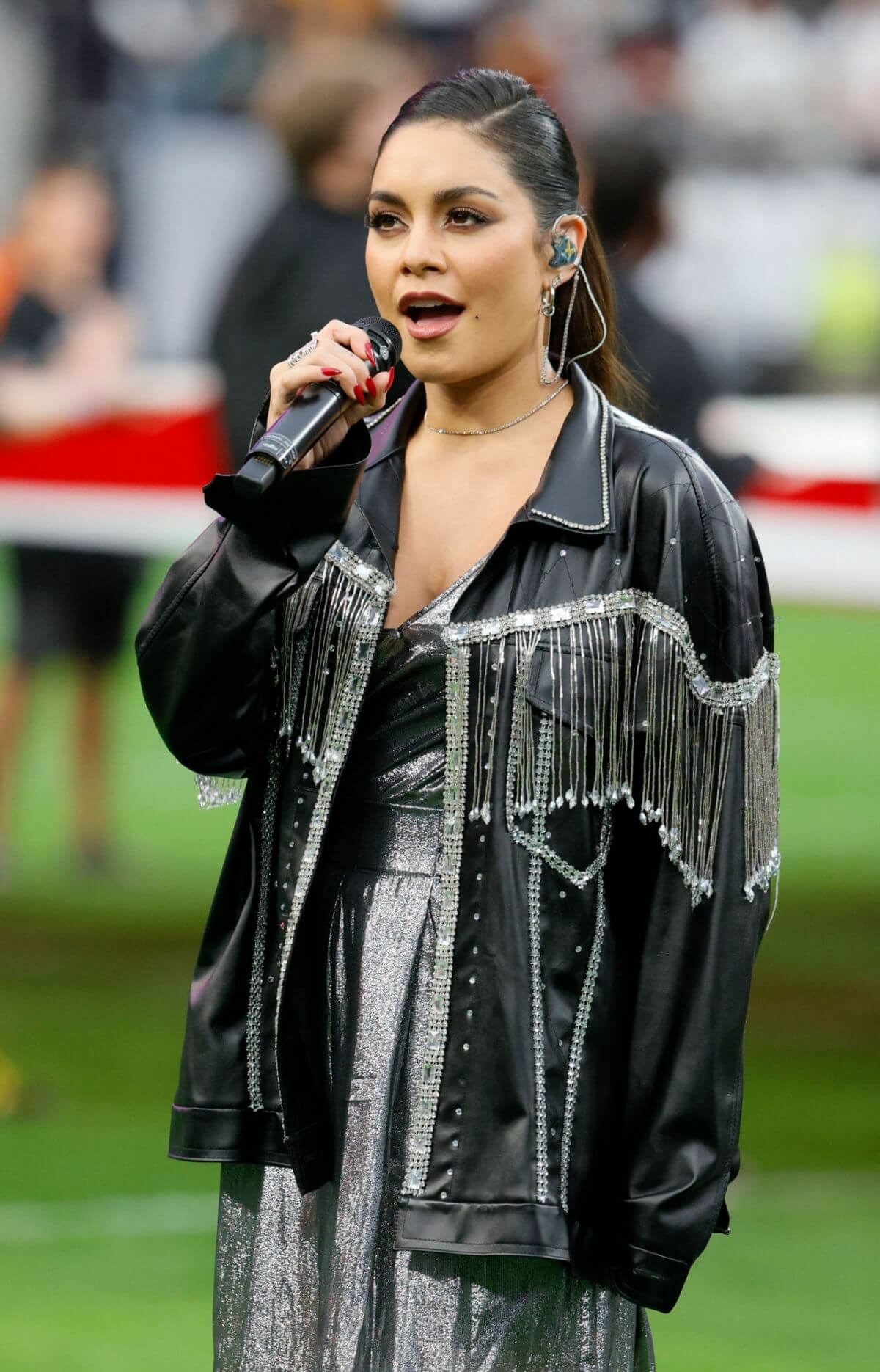 Vanessa Hudgens Sings Anthem at Allegiant Stadium in Nevada