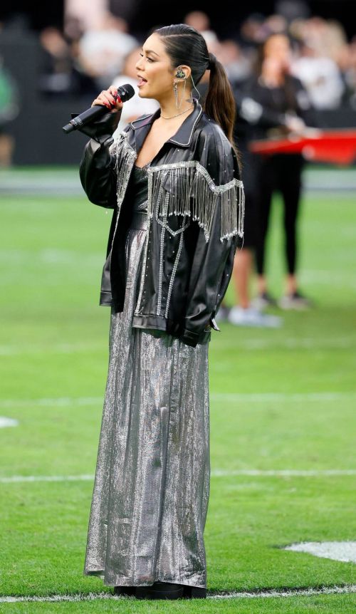 Vanessa Hudgens Sings Anthem at Allegiant Stadium in Nevada 1