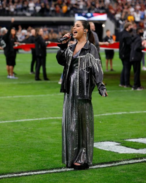 Vanessa Hudgens Sings Anthem at Allegiant Stadium in Nevada 2