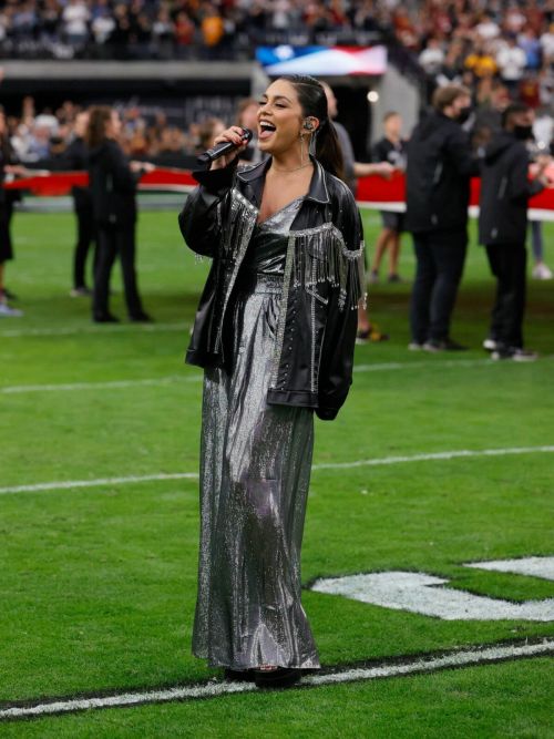 Vanessa Hudgens Sings Anthem at Allegiant Stadium in Nevada 4
